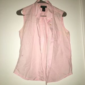 LAUREN RALPH LAUREN PINK COLLARED TANK TOP